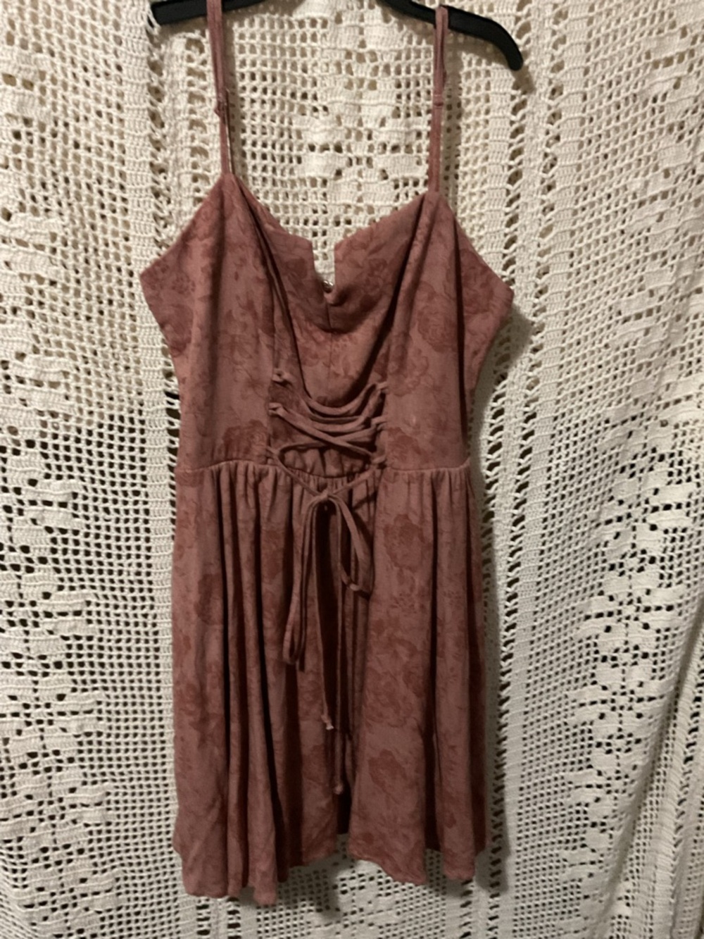Altar’d State Linen Blend lace-up corset style mini dress Small